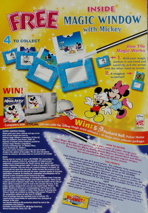 1998 Shreddies Magic Window with Mickey & Competition