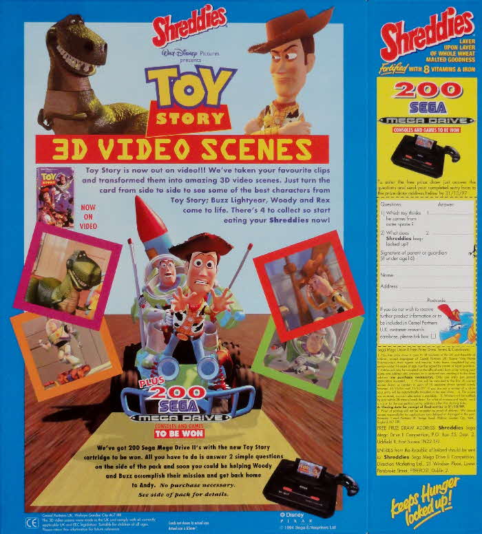 1996 Shreddies Toy Story 3D Video Scenes & Sega Mega Drive Competition