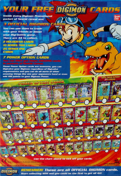 2001 Shreddies Digimon Cards