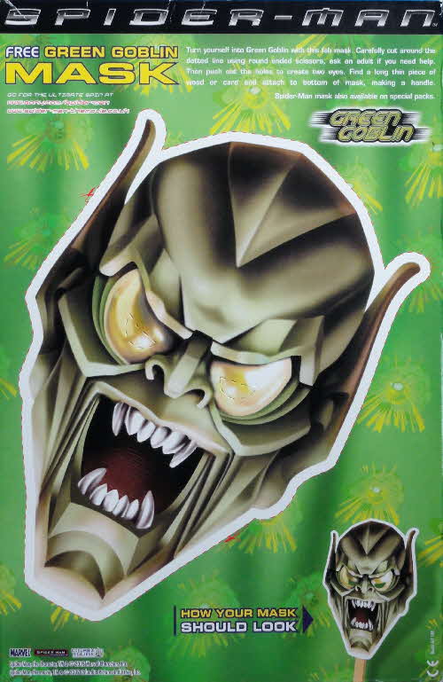 2002 Shreddies Spiderman Green Goblin Mask