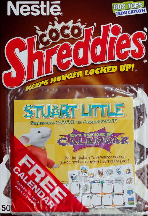 2000 Shreddies Stuart Little Sticker Calendar front