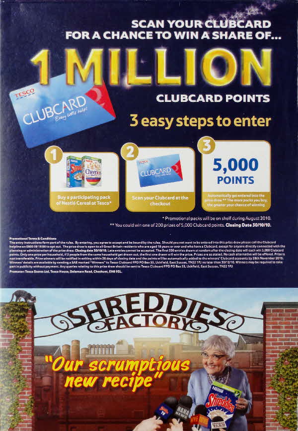 2010 Shreddies 1m Tesco Clubcard points