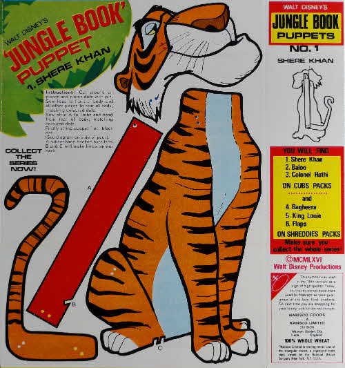 1966 Spoonsize Jungle Book Puppet No 1 Shere Khan