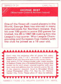 1970 Shreddies Footballer Card back variations (2)