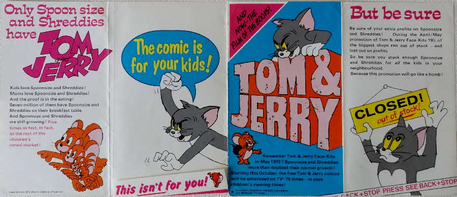1972 Shreddies Tom & Jerry Comics promo leaflet (1)