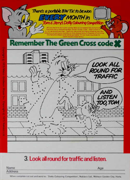 1975 Spoonsize Tom & Jerry Portable TV Colouring Competition No 3