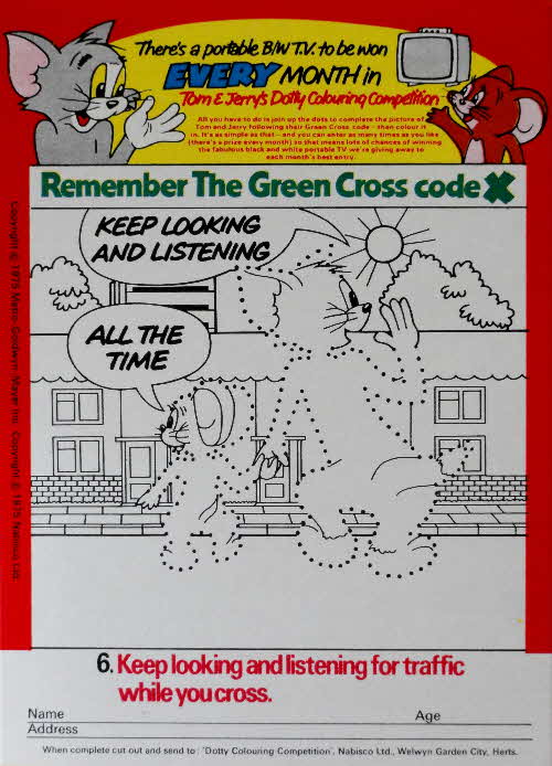 1975 Spoonsize Tom & Jerry Portable TV Colouring Competition No 6