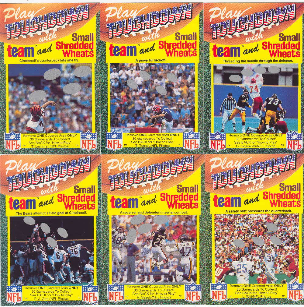 1989 Shredded Wheat Touchdown Gamecards 3