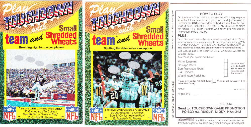 1989 Small Shredded Wheat Touchdown Gamecards (4)