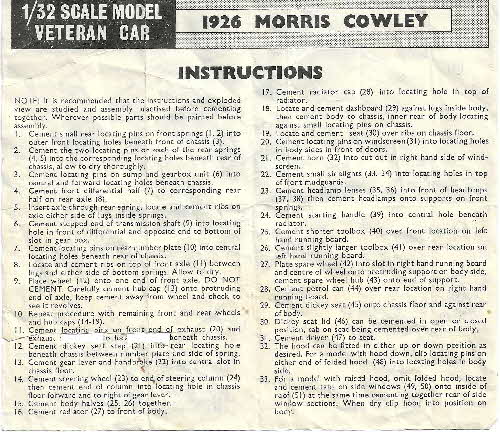 1966 Coco Krispies 1926 Bull-Nose Morris Cowley  instructions (1)