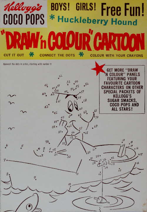 1960s Coco Pops Draw n Colour Cartoon Huckleberry Hound