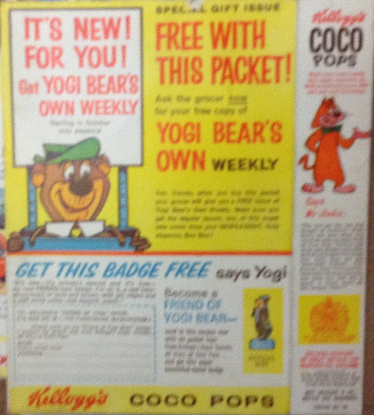 1960s Coco Pops Yogi Weekly