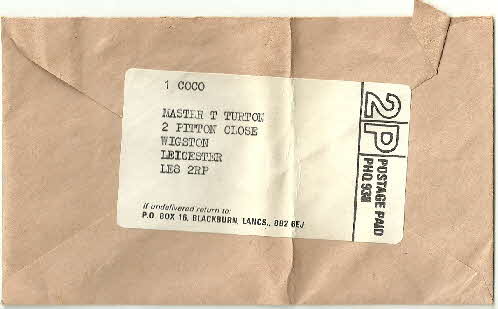 1986 Coco Pops Monkey Hologram & envelope1