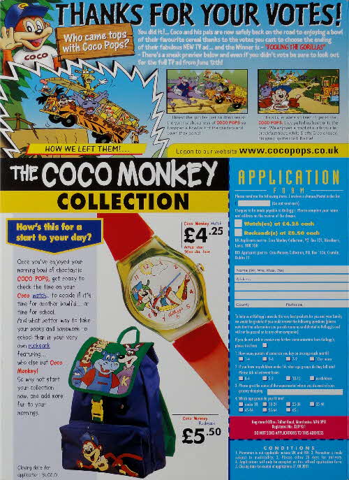 2000 Coco Pops Coco Monkey collection and TV advert results