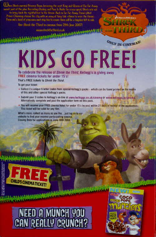 2007 Coco Pops Shrek 3rd Cinema ticket offer