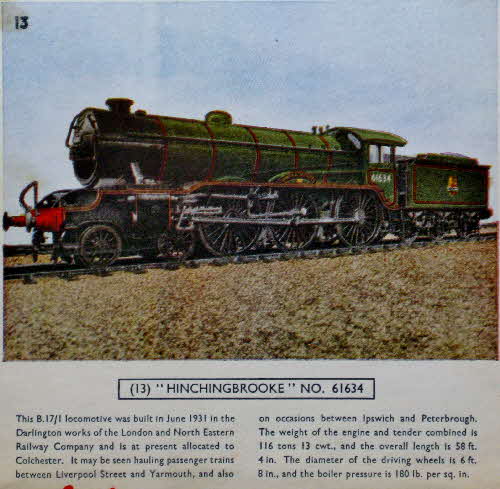 1954 Cornflakes Locomotives No 13 Hinchingbrooke no 61634