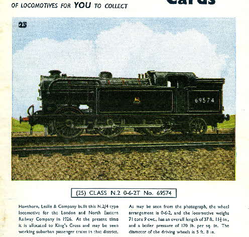 1954 Cornflakes Locomotives No 25 Class N2 062T No 69574
