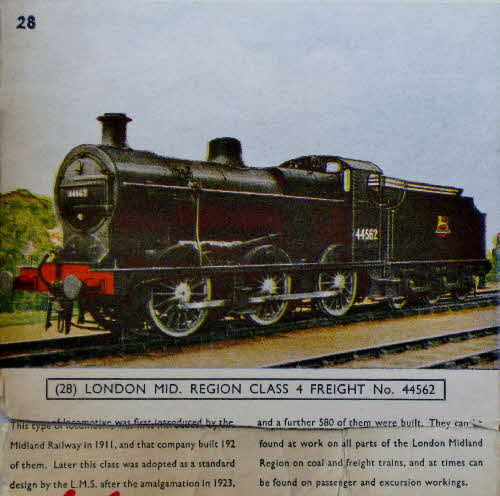 1954 Cornflakes Locomotives No 28 London Mid Region Class 4 no 44562
