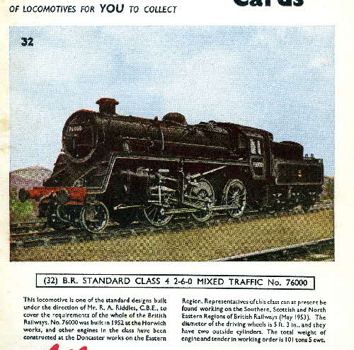 1954 Cornflakes Locomotives No 32 BR Standard Cladd 4 260 TRaffic no 76000
