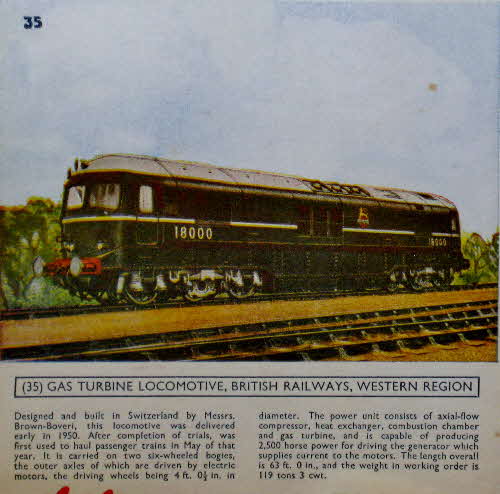 1954 Cornflakes Locomotives No 35 Gas Turbine BR Western Region