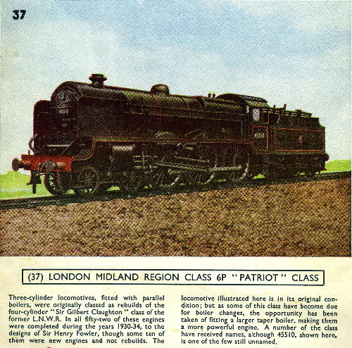 1954 Cornflakes Locomotives No 37 London Midland Class 6P Patriot