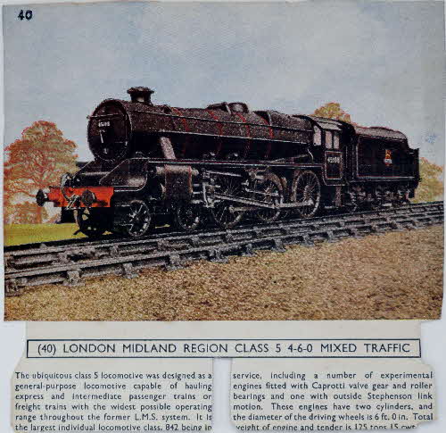 1954 Cornflakes Locomotives No 40 London Midland Region Class Mixed Traffic