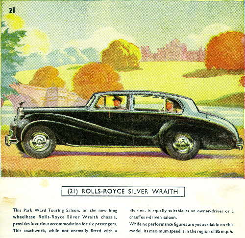 1954 Cornflakes Car Cards No 21 Rolls Royce Silver Wraith
