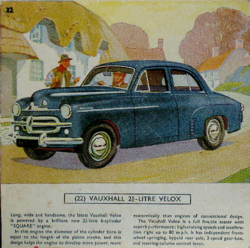 1954 Cornflakes Car Cards No 22 Vauxhall 2.5ltr Velox