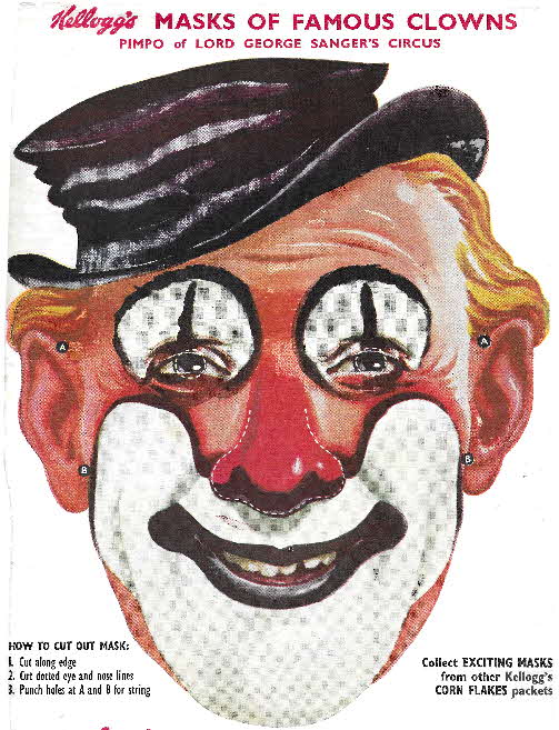 1955 Cornflakes Mask of Famous Clowns Pimpo