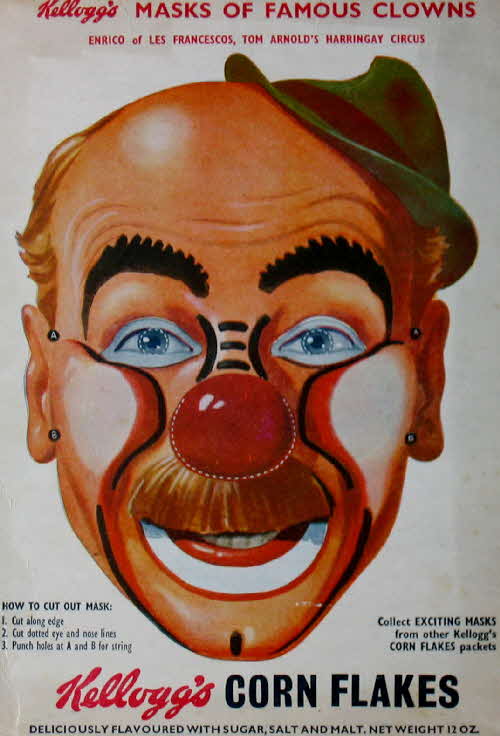 1955 Cornflakes Masks of Famous Clowns Enrico