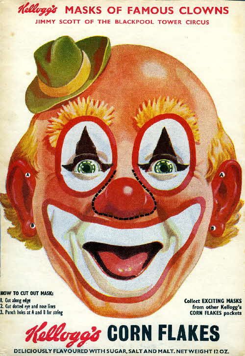 1955 Cornflakes Masks of Famous Clowns Scott