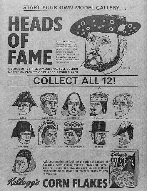 1966 Corn Flakes Heads of Fame