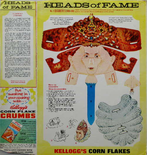 1966 Cornflakes Heads of Fame No 4 Elizabeth 1