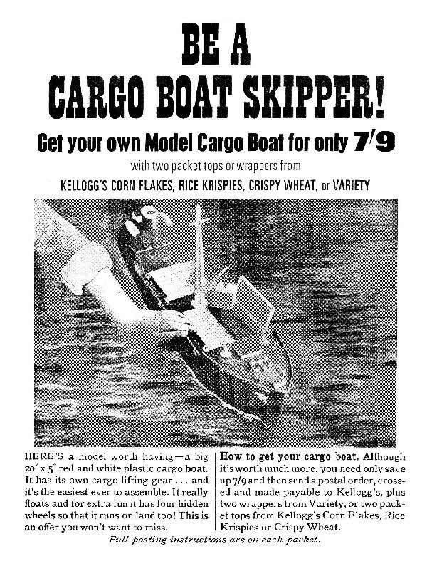 1966 Cornflakes Model Cargo Boat