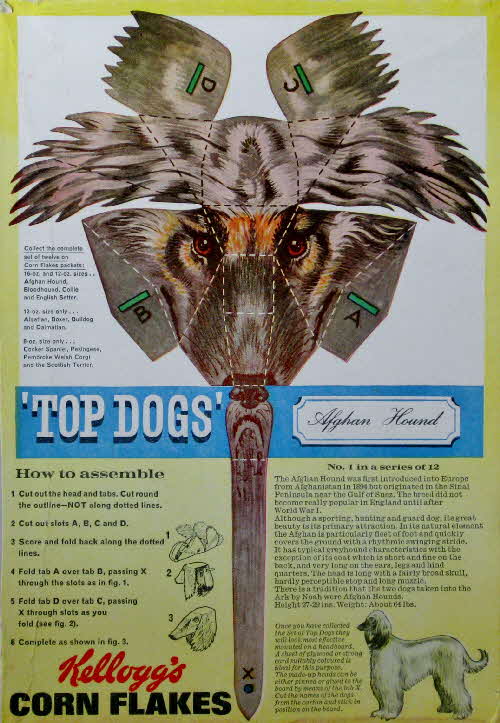 1964 Cornflakes Top Dogs No 1 Afghan Hound