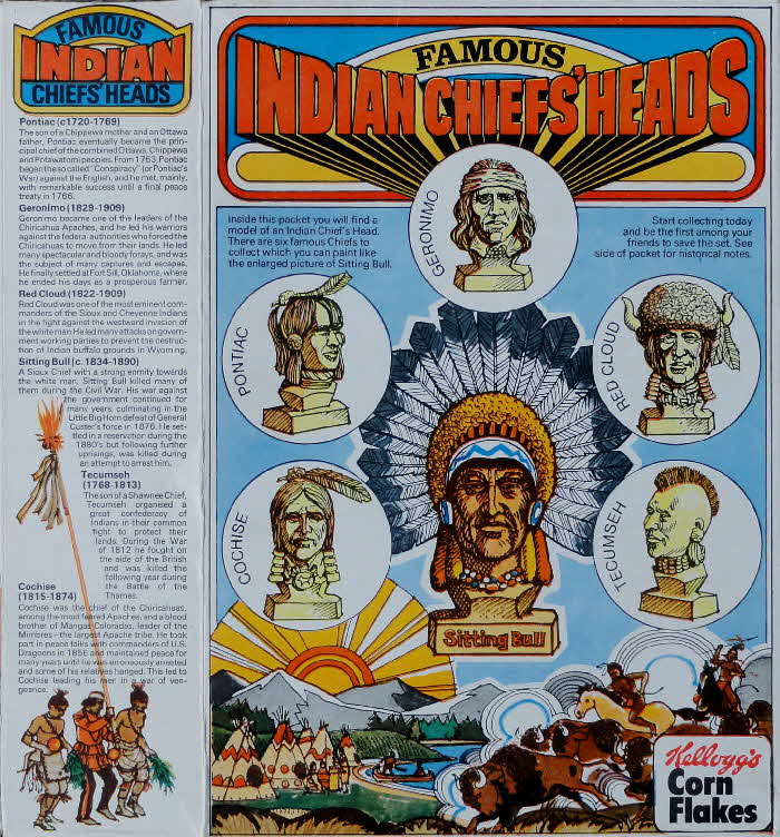 1974 Cornflakes Indian Chief Heads