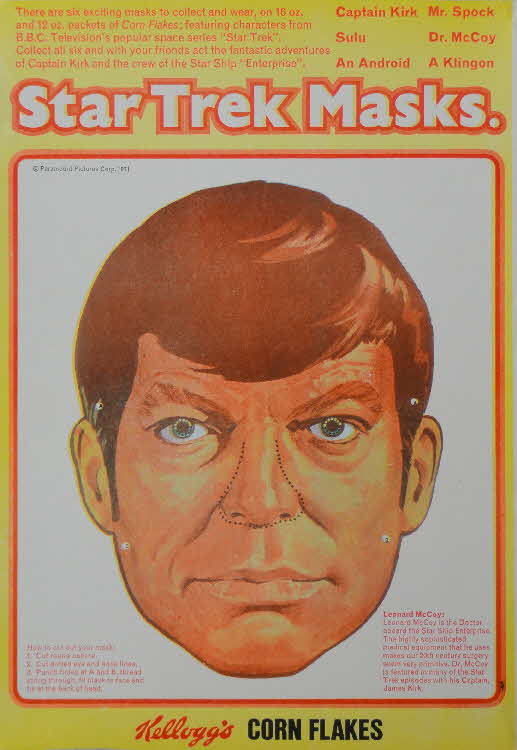 1971 Cornflakes Star Trek Masks McCoy