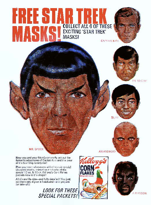 1971 Cornflakes Star Trek Masks