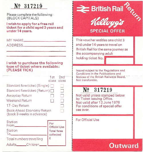 1975 Cornflakes Railway Ticket 2