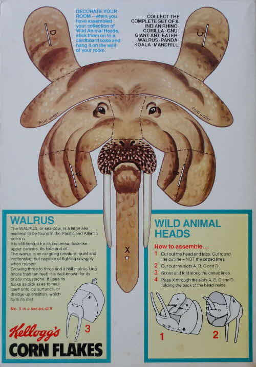 1985 Cornflakes Wild Animal Heads No 5 Walrus (2)