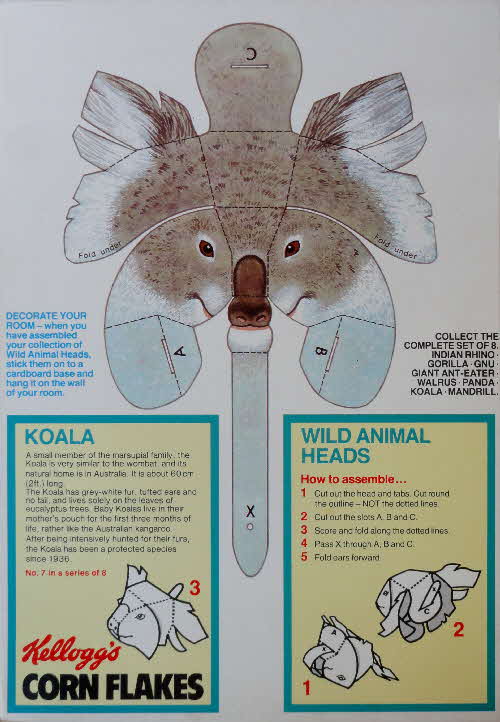 1985 Cornflakes Wild Animal Heads No 7 Koala