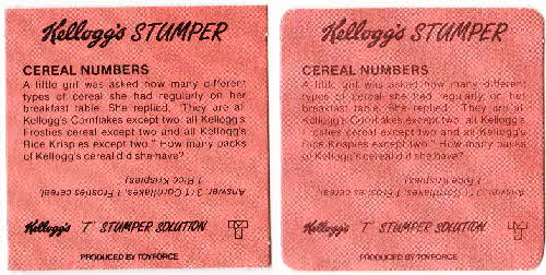 1987 Cornflakes Stumper cards variation1