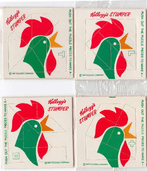 1987 Cornflakes Stumper cards with writing type