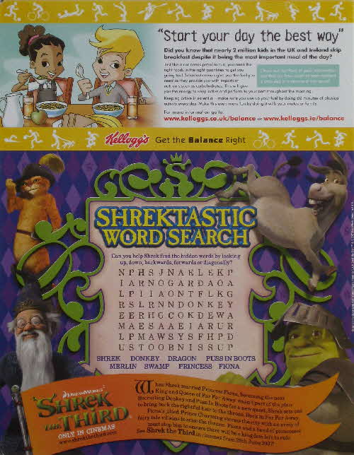 2007 Cornflakes Shrek 3 Wordsearch