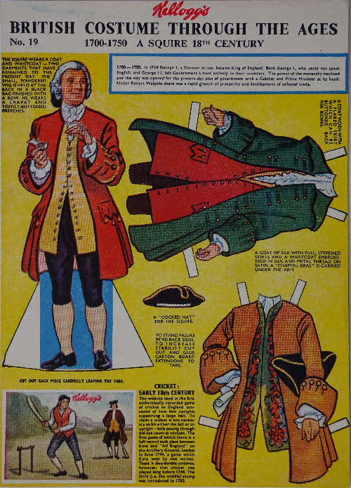 1950s Cornflakes British Costume Through the Ages No19 18th Century Squire