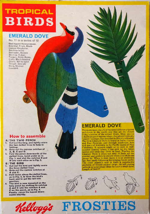 1966 Frosties 3D Model Tropical Birds Emerald Dove