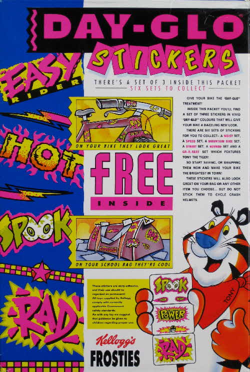 1992 Frosties Day Glo Stickers
