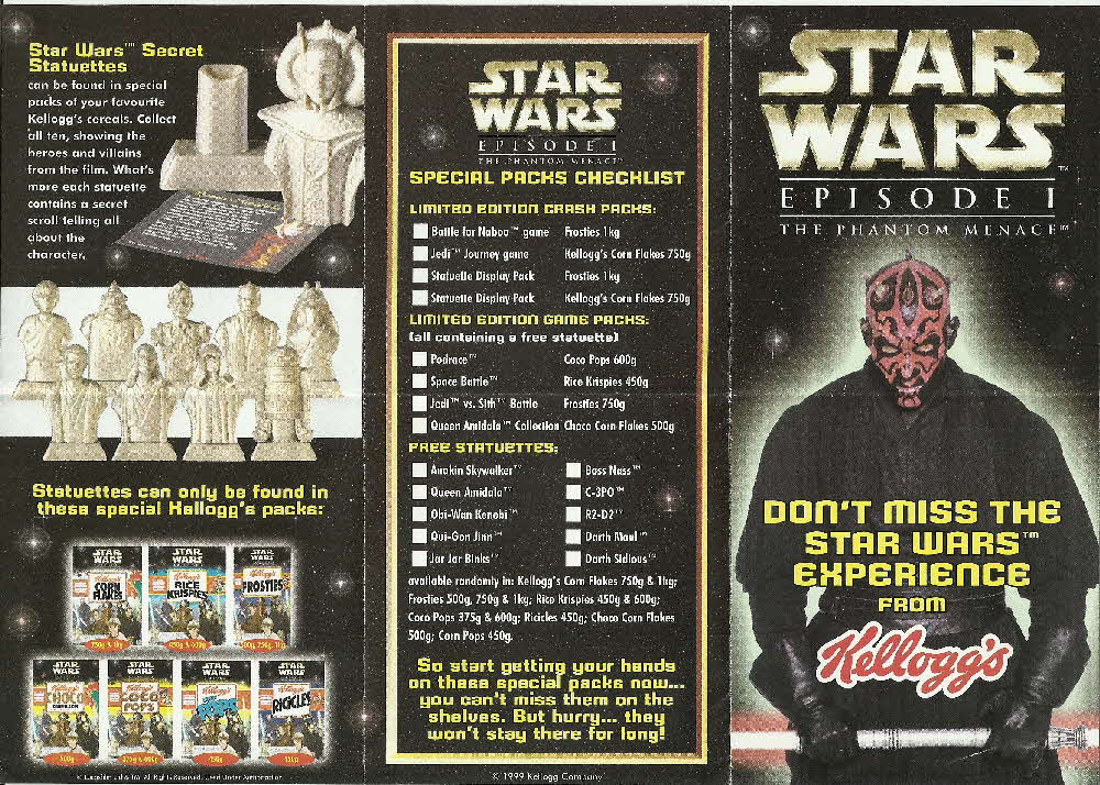 1999 Coco Pops Star Wars Phantom Menace Statuettes promo leaflet (1)