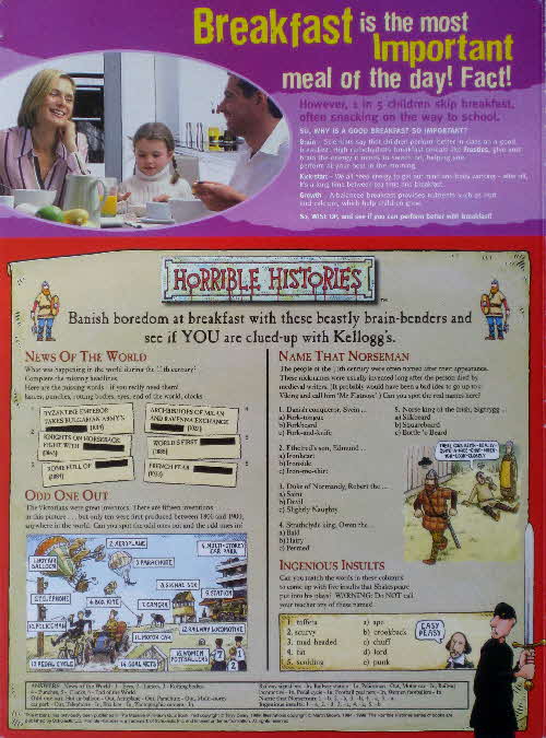 2005 Frosties Horrible Histories pack