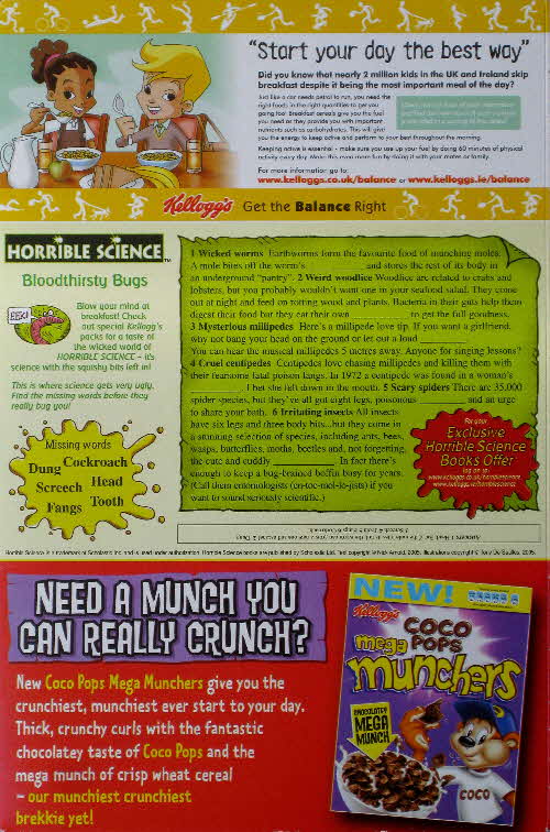 2006 Frosties Horrible Science Bloodthirsty Bugs